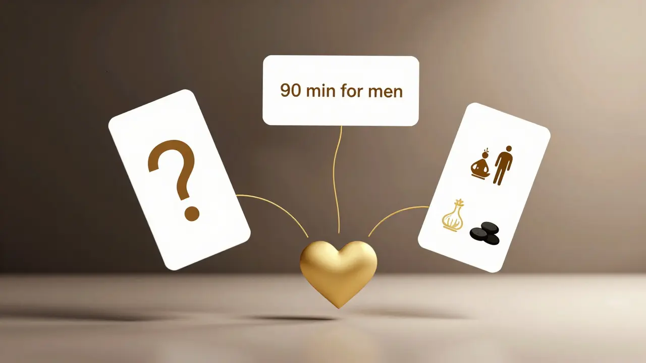 Tři typy dárečkových poukazů na tantrickou masáž plavající v minimalistickém prostředí.