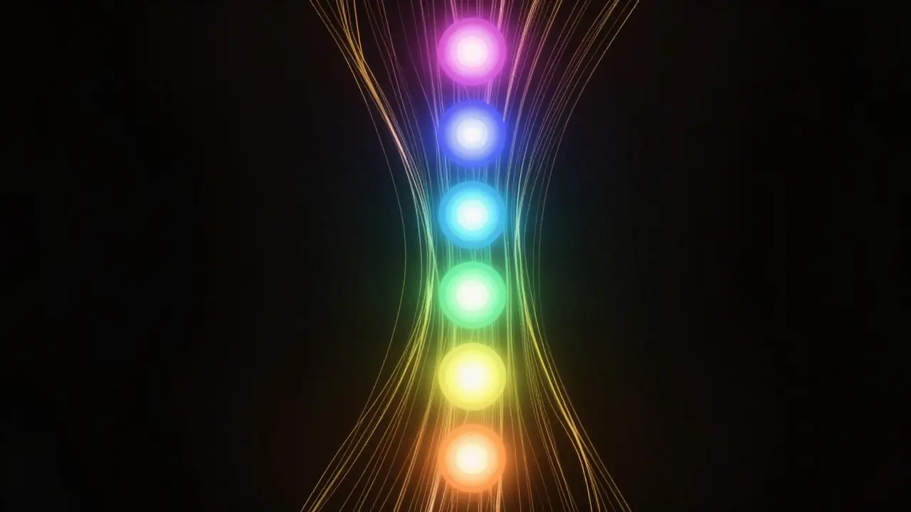 Abstraktní zobrazení vyváženosti čakr a energetických center těla